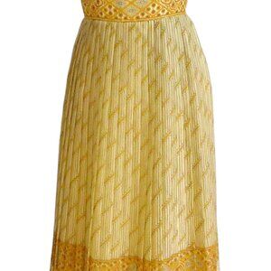 Alfred Shaheen Vintage Hawaiian Dress Early-1970s - Yellow Floral Shimmer - Sz 6